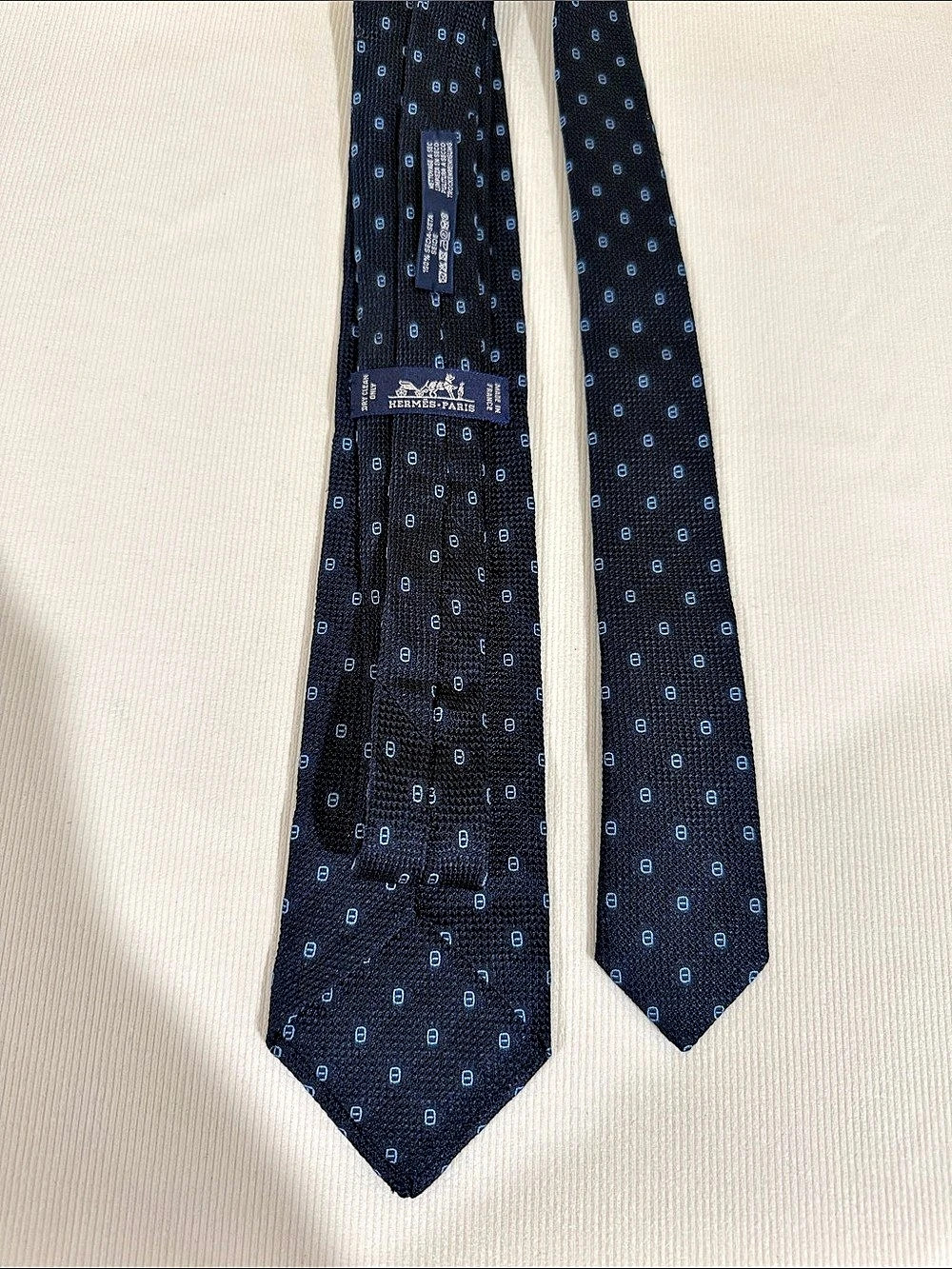 Hermes-Paris Silk Ties in Black & Blue